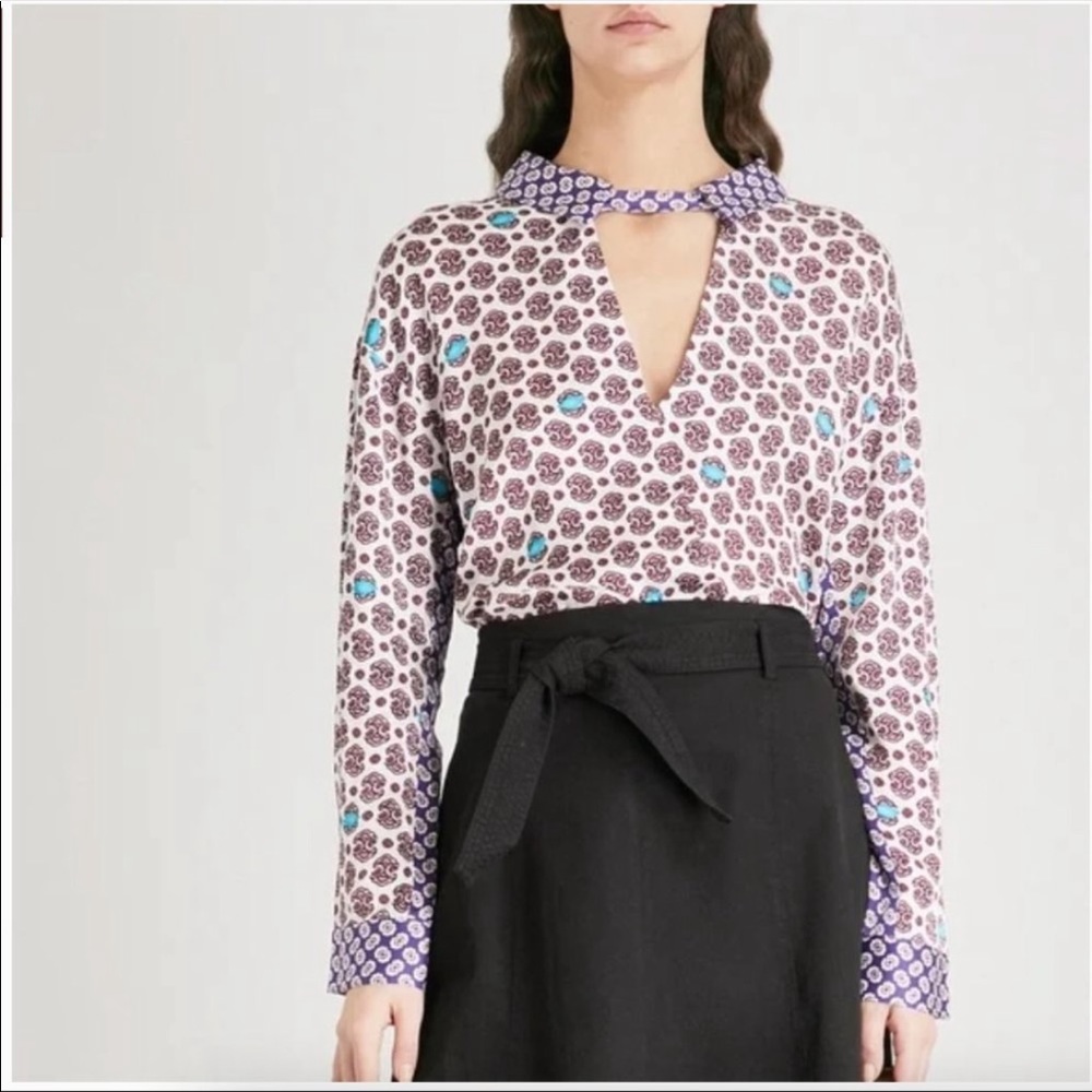 Maje Lipsa Impreme Mixed Floral Surplice Blouse Top